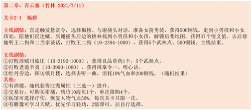 江湖悠悠青云寨1-10完美通關2022 江湖悠悠青云寨1-10關攻略